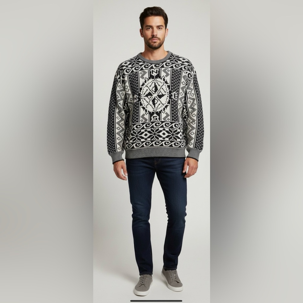 Vintage Knights Terrace Compass Rose Graphic Knit Sweater • Aesthetic Retro 90s - Picture 4 of 11